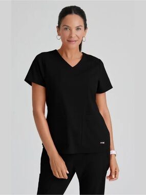 Grey’s Anatomy Black Scrub Top w/ Spandex Stretch | Women’s S